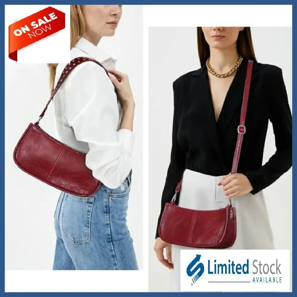 Small Studded Leather Hobo Bag with Dual Straps for Daily Use